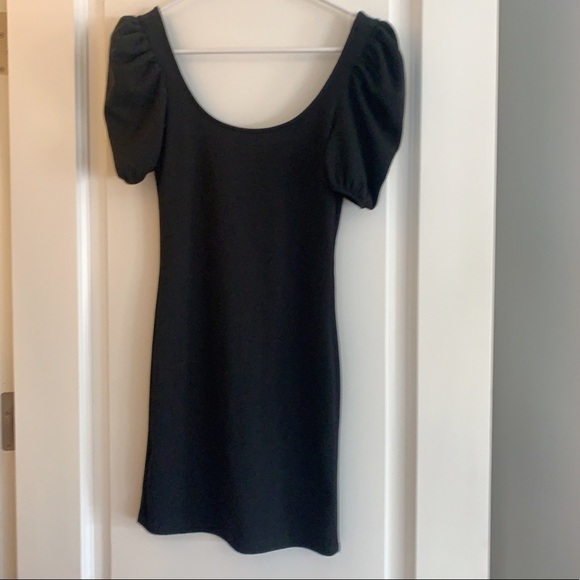 Mango Puffed Short Sleeves Knit Mini Dress - Picture 2 of 4